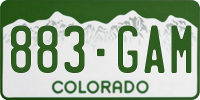 CO license plate 883GAM