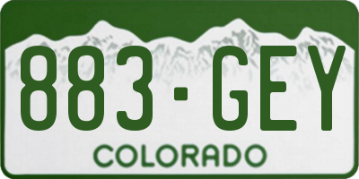 CO license plate 883GEY
