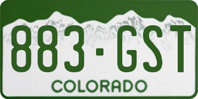 CO license plate 883GST