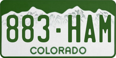 CO license plate 883HAM