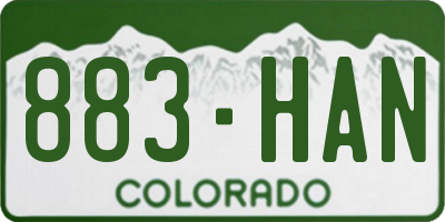 CO license plate 883HAN