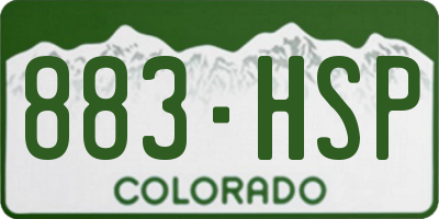 CO license plate 883HSP