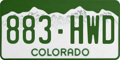 CO license plate 883HWD