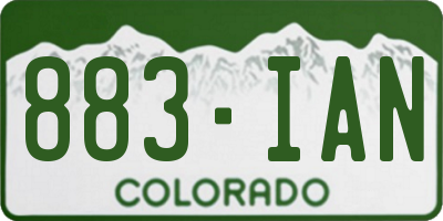 CO license plate 883IAN