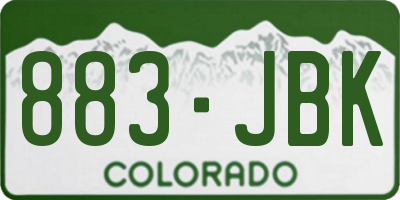 CO license plate 883JBK