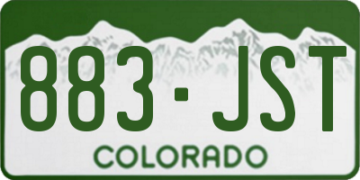 CO license plate 883JST