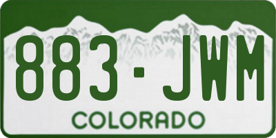 CO license plate 883JWM