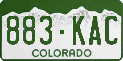 CO license plate 883KAC
