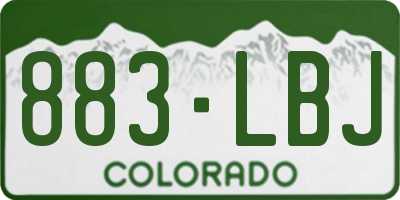 CO license plate 883LBJ