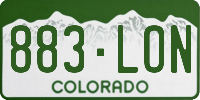 CO license plate 883LON