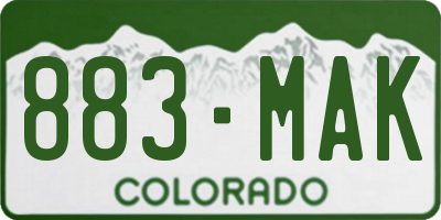 CO license plate 883MAK