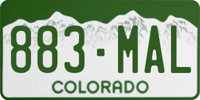 CO license plate 883MAL