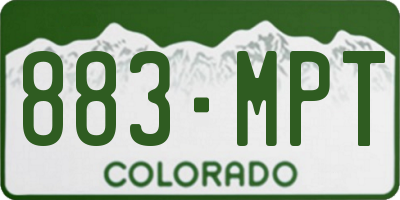 CO license plate 883MPT