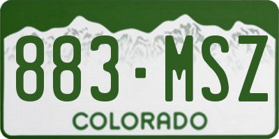 CO license plate 883MSZ