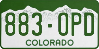 CO license plate 883OPD