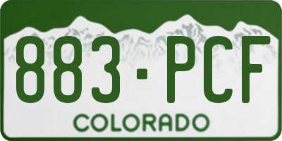 CO license plate 883PCF