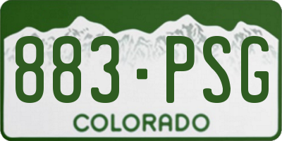 CO license plate 883PSG