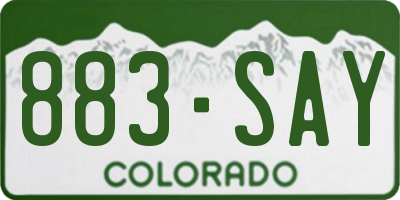 CO license plate 883SAY
