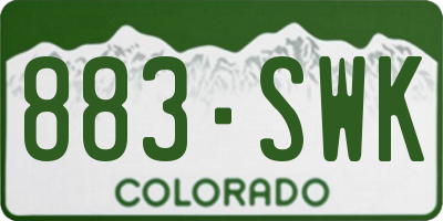 CO license plate 883SWK