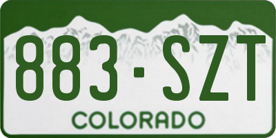 CO license plate 883SZT