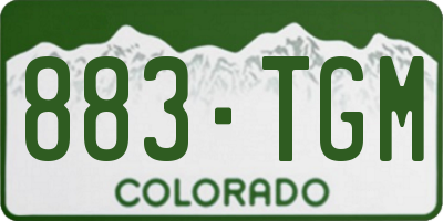 CO license plate 883TGM
