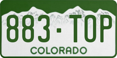CO license plate 883TOP