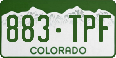 CO license plate 883TPF