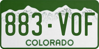 CO license plate 883VOF