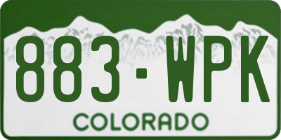 CO license plate 883WPK
