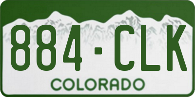 CO license plate 884CLK