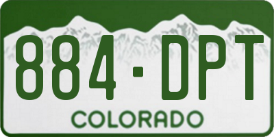 CO license plate 884DPT