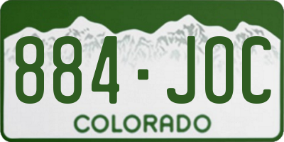 CO license plate 884JOC