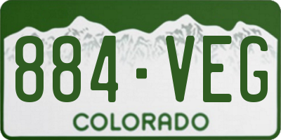 CO license plate 884VEG