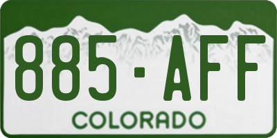 CO license plate 885AFF