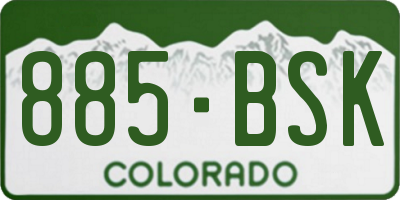 CO license plate 885BSK