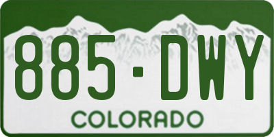 CO license plate 885DWY