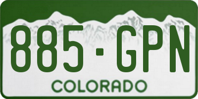 CO license plate 885GPN