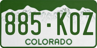 CO license plate 885KOZ