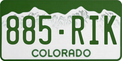 CO license plate 885RIK
