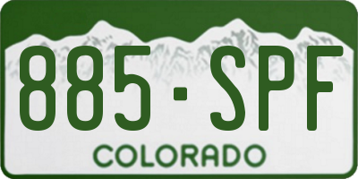 CO license plate 885SPF