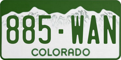 CO license plate 885WAN