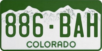 CO license plate 886BAH