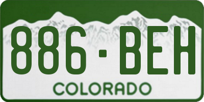 CO license plate 886BEH