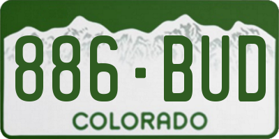 CO license plate 886BUD