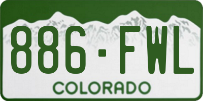 CO license plate 886FWL