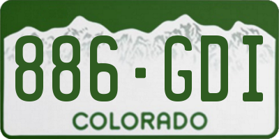 CO license plate 886GDI