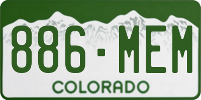 CO license plate 886MEM