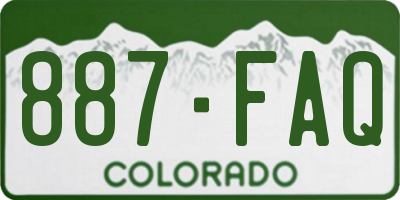 CO license plate 887FAQ