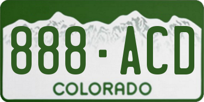 CO license plate 888ACD