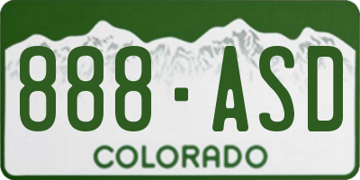 CO license plate 888ASD